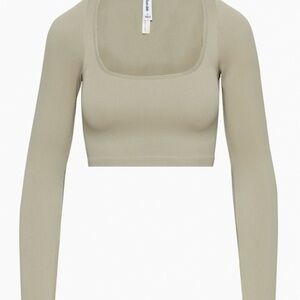 ARITZIA SUNDEH Sunday Best SinchSeamless rib ribcage tan long sleeve L